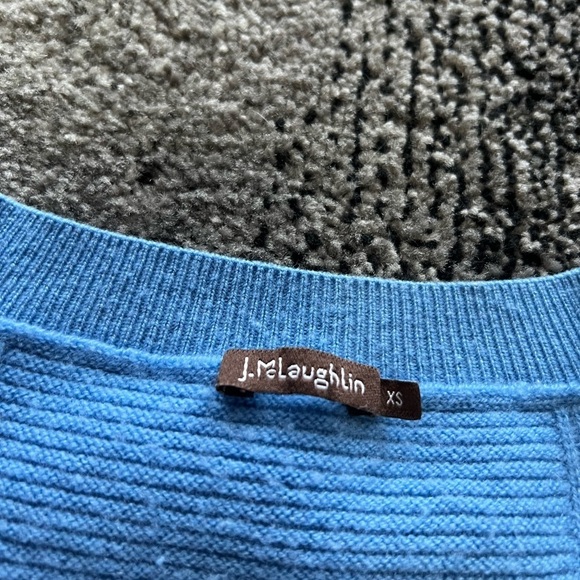 J.McLaughlin Baby Blue V Neck Preppy Cashmere Sweater - Picture 2 of 4